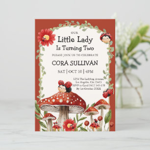 Niedlich Red Our Little Ladybug Girl Birthday Einladung