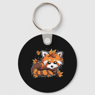 Niedlich Red Panda Anima Herbstlaube Herbstsaison Schlüsselanhänger