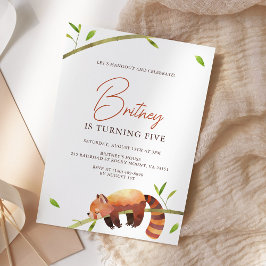 Niedlich Red Panda Geburtstag Minimalistische Einl Einladung