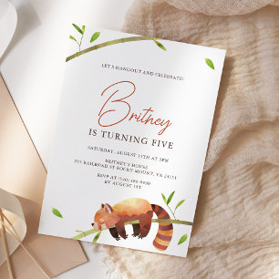 Niedlich Red Panda Geburtstag Minimalistische Einl Einladung