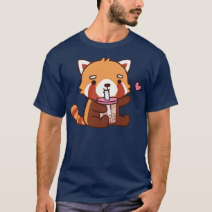 Niedlich Red Panda Lieben Boba Tea T-Shirt