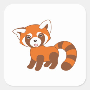 Niedlich Red Panda Quadratischer Aufkleber