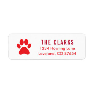 Niedlich Red Paw Print Hund Weihnachten Rücksendea