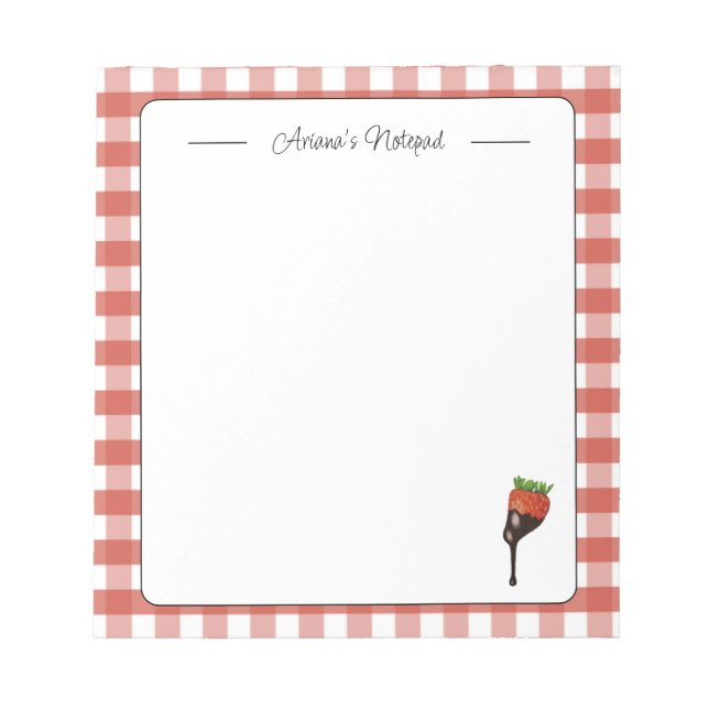 Niedlich Red Personalisiert Strawberry Notepad Notizblock (Vorderseite)
