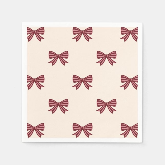 Niedlich Red Pink Bows Muster Weihnachtsbaum Kisse Serviette (Vorderseite)