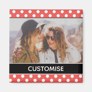 Niedlich Red Polka Dot Custom Foto Personalisiert Magnet