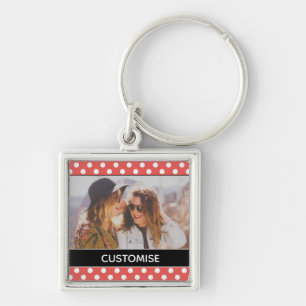 Niedlich Red Polka Dot Custom Foto Personalisiert Schlüsselanhänger