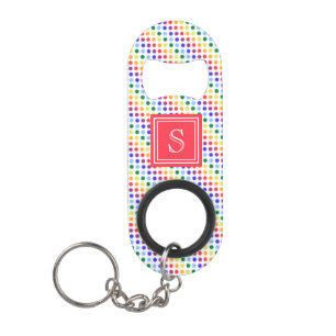 Niedlich Red Rainbow Polka Dots Monnogram Mini Flaschenöffner