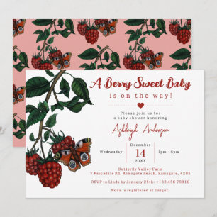 Niedlich Red Raspberry Berry Sweet Baby Dusche Einladung