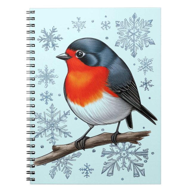 Niedlich Red Robin Bird Notizblock (Vorderseite)