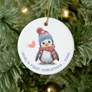 Niedlich Red Scarf Penguin   Die erste Weihnacht d Keramik Ornament
