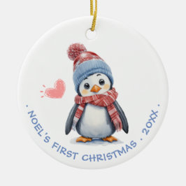 Niedlich Red Scarf Penguin | Die erste Weihnacht d Keramik Ornament