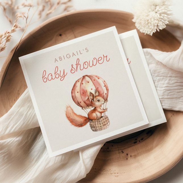 Niedlich Red Squirrel Balloon Babydusche Serviette (Von Creator hochgeladen)