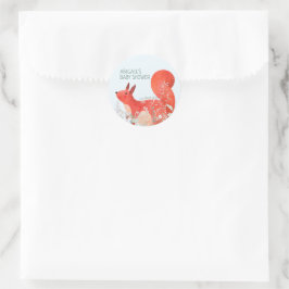 Niedlich Red Squirrel Wildblume Boy Baby Dusche Runder Aufkleber