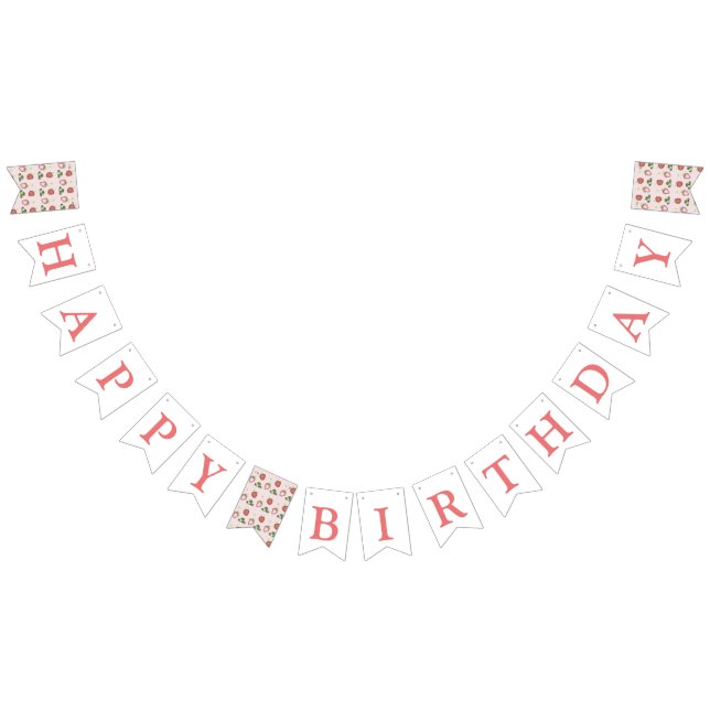 Niedlich Red Strawberry Girl 1. Geburtstag Party Wimpelkette (Alle)