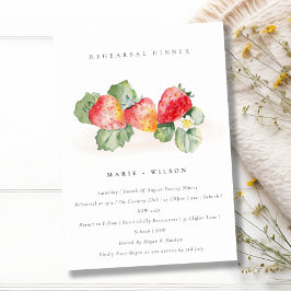 Niedlich Red Strawberry Leafy Foliage Probe Abende Einladung