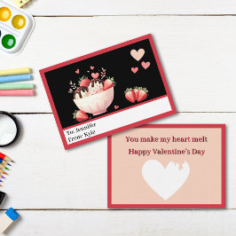 Niedlich Red Strawberry Sundae Classroom Valentine Mitteilungskarte
