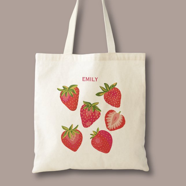Niedlich Red Summer Strawberry Tragetasche (Strawberry personalized tote bag.)