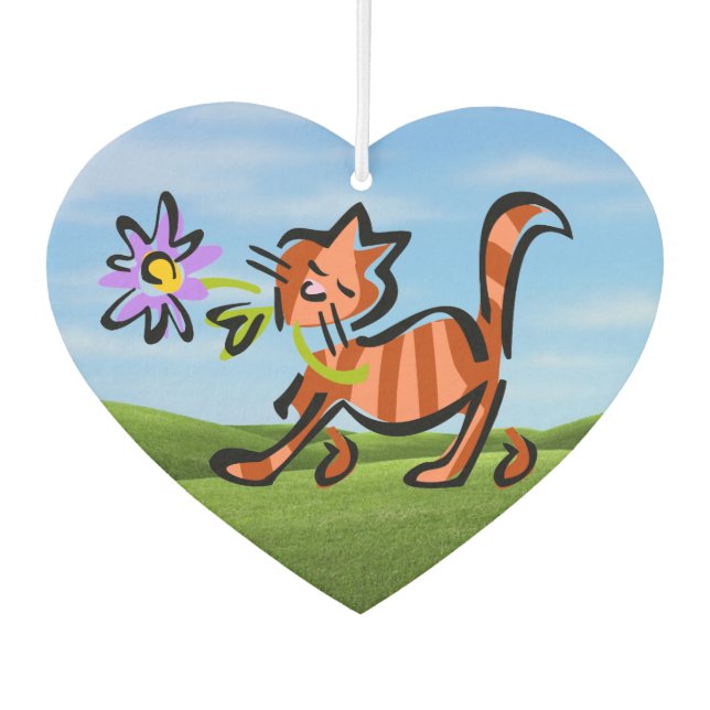 Niedlich Red Tabby Cartoon Cat Autolufterfrischer (Vorderseite)