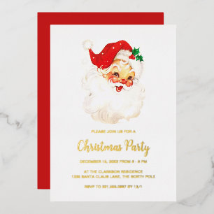 Niedlich Red Vintag Santa Claus Weihnachts-Party G Folieneinladung