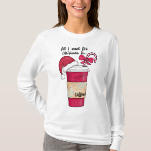 Niedlich Red Weihnachtsmannmütze Kaffee Candy Cane T-Shirt