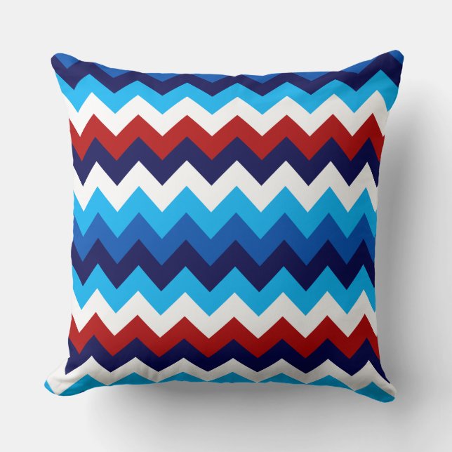 Niedlich Red White Blue Chevrons Big Throw Kissen (Vorderseite)