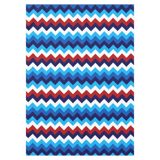Niedlich Red White Blue Chevrons Medium Tablecloth Tischdecke (Vorderseite)
