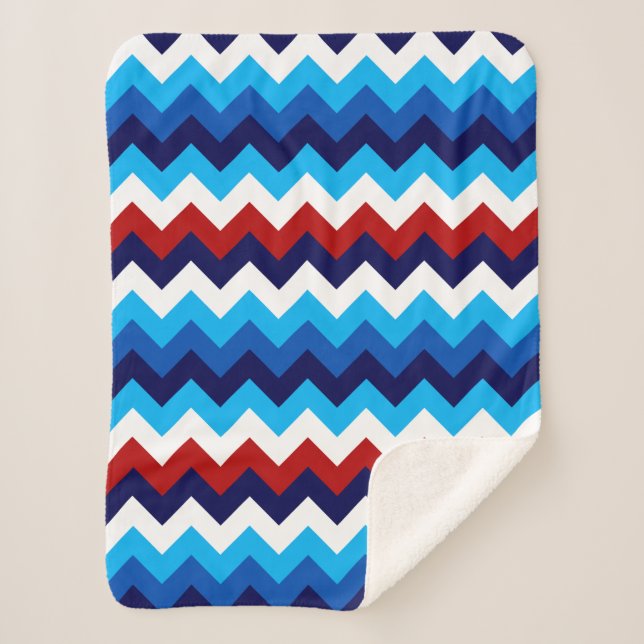 Niedlich Red White Blue Chevrons Small Sherpa Blan Sherpadecke (Vorderseite)