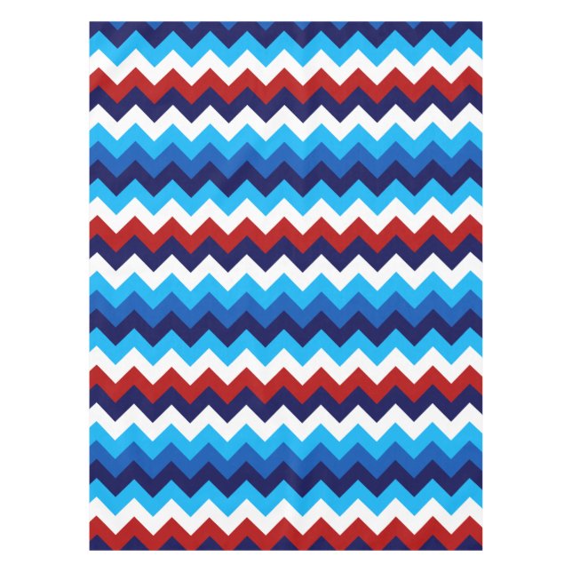 Niedlich Red White Blue Chevrons Small Tablecloth Tischdecke (Vorderseite)
