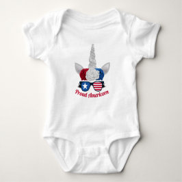 Niedlich Red White Blue Glitzer Unicorn Baby Strampler