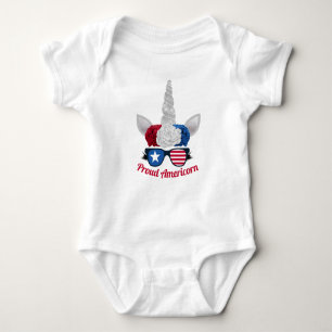 Niedlich Red White Blue Glitzer Unicorn Baby Strampler