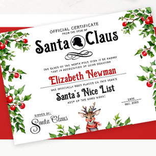 Niedlich Red White Santa Naughty Nice Liste Offizi Feiertagskarte