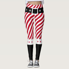 Niedlich Red White Stripes Candy Cane Stars Weihna Leggings