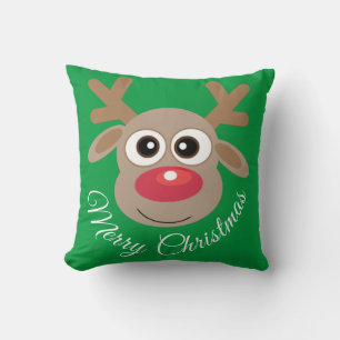 Niedlich Reindeer Cartoon Grüne Weihnachtsneuheit Kissen