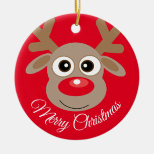 Niedlich Reindeer Cartoon Weihnachten Roter Weihna Keramik Ornament