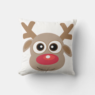 Niedlich Reindeer Cartoon White Christmas Kissen