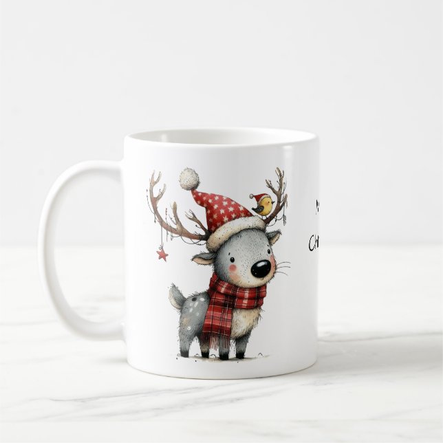 Niedlich Reindeer Frohe Weihnachten Kaffeetasse (Links)