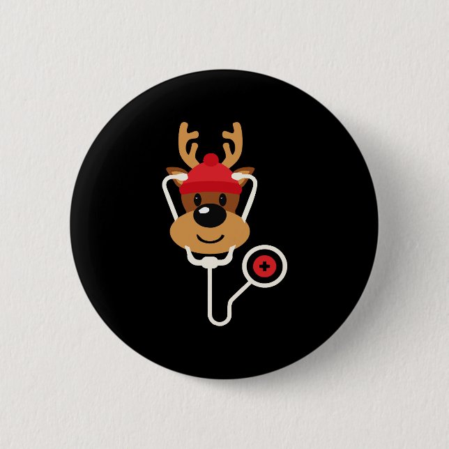 Niedlich Reindeer Nurse Button (Vorderseite)