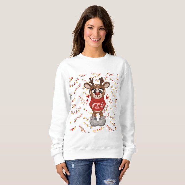 Niedlich Reindeer Xmas Sweatshirt (Vorne ganz)