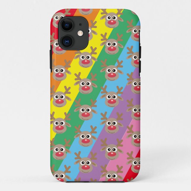 Niedlich Rentier Cartoon Muster Weihnachtsraenboge Case-Mate iPhone Hülle (Rückseite)