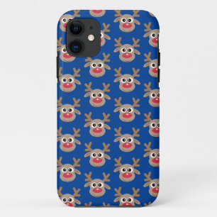 Niedlich Rentier Cartoon Pattern Weihnachten Blau Case-Mate iPhone Hülle