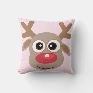Niedlich Rentier Cartoon Weihnachten Girly Pink Kissen