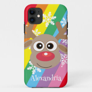 Niedlich Rentier Cartoon Weihnachtslustige Regenbo Case-Mate iPhone Hülle