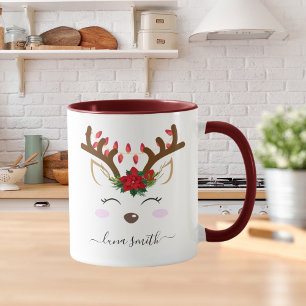 Niedlich Rentier Frohe Weihnachtsgeschenk Maroon K Tasse