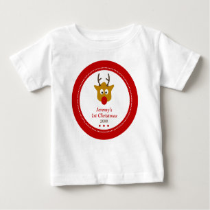 Niedlich Rentier Red Babys Erste Weihnachten Baby T-shirt