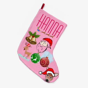 Niedlich Rentier Strumpf Sleigh Happy Holiday Großer Weihnachtsstrumpf