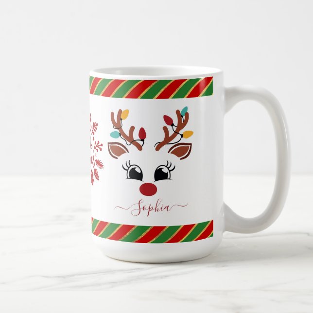 Niedlich Rentier Weihnachtskids Heiße Schokolade Kaffeetasse (Rechts)