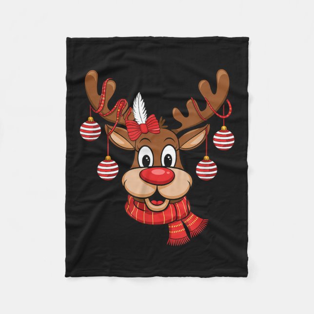 Niedlich Rentier Weihnachtsnose Rudolph Xmas Kinde Fleecedecke (Vorderseite)
