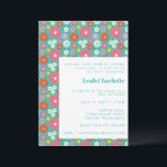 Niedlich Retro 60er Blume Türkis Bat Mitzvah Einladung<br><div class="desc">Niedlich Groovy Retro 60er Blume Türkis Blau und Hot Pink Bat Mitzvah Einladung</div>