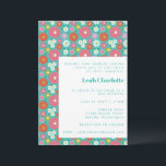 Niedlich Retro 60er Blume Türkis Bat Mitzvah Einladung<br><div class="desc">Niedlich Groovy Retro 60er Blume Türkis Blau und Hot Pink Bat Mitzvah Einladung</div>